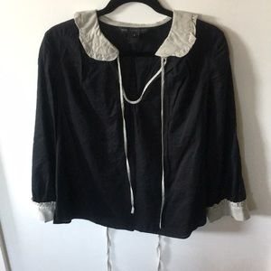BlAck blouse with white striped collar
